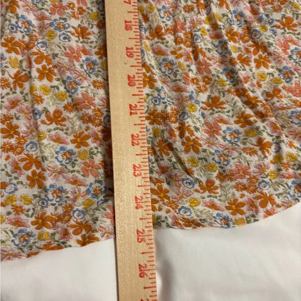 Cynthia Rowley Floral Boho Peasant Blouse Ruffle Neck Tie Front Size XL - Picture 5 of 8